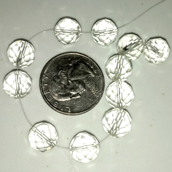 💎 11pc Vintage Harvested Clear Ice Crystals Round Disco Faceted Beads Loose - Picture 5 of 5